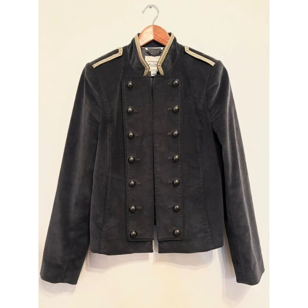 Banana Republic x Olivia Palermo Velvet Military Jacket S Grey